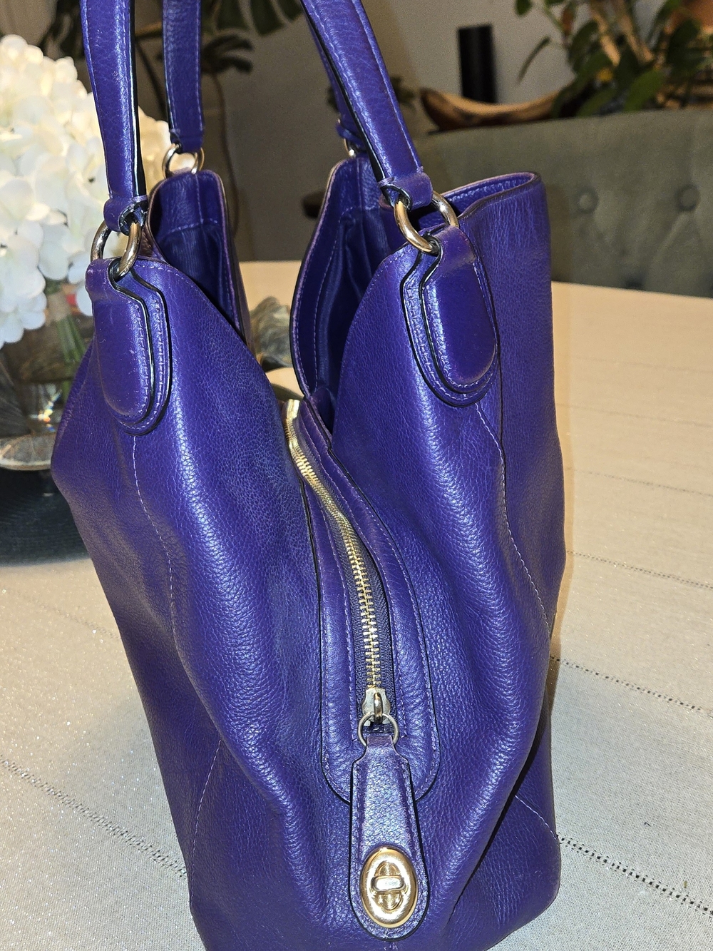 Coach Purple Leather Shoulder Tote - Picture 10 of 16